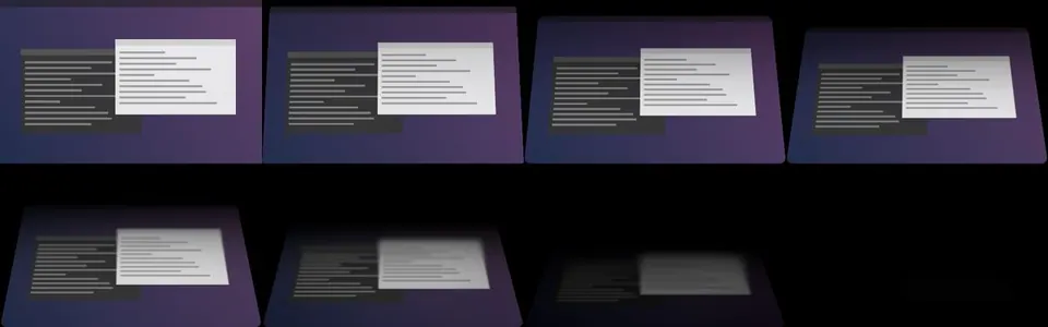 Hiệu ứng Fold của Bendable qua 8 vị trí nắp từ mở đến gần đóng. (Ảnh: GitHub opensourcevillain/Bendable)