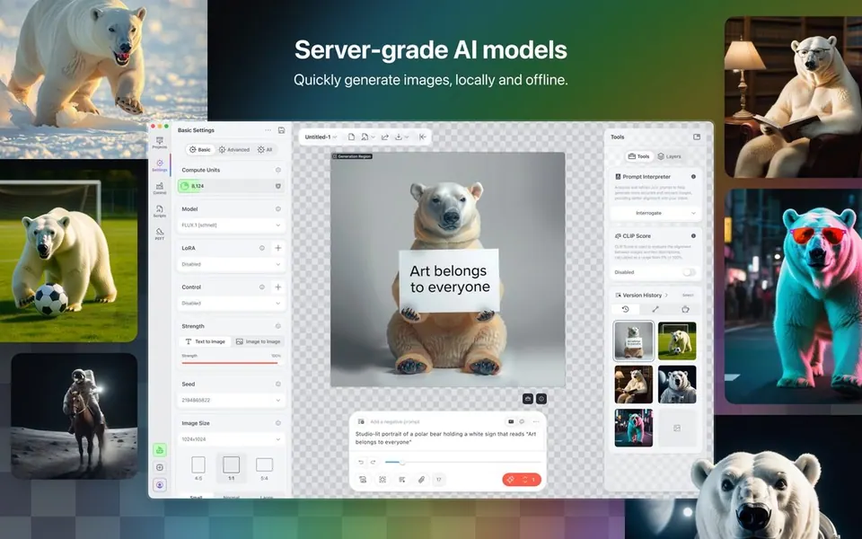 Draw Things trên Mac tạo ảnh bằng model AI ngay trên máy, offline. (Ảnh: App Store)