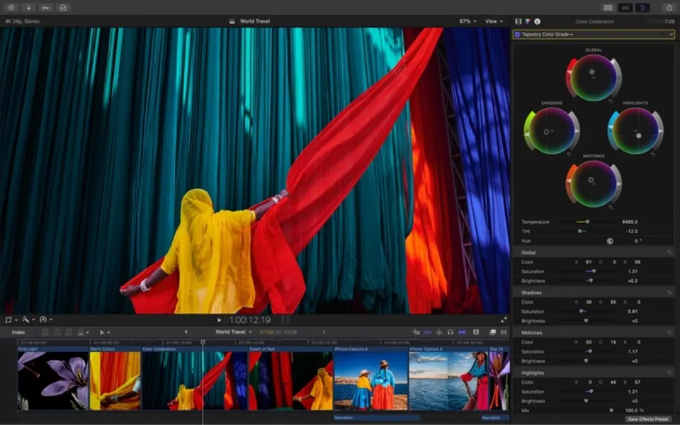 Giao diện dựng video Final Cut Pro trên Mac