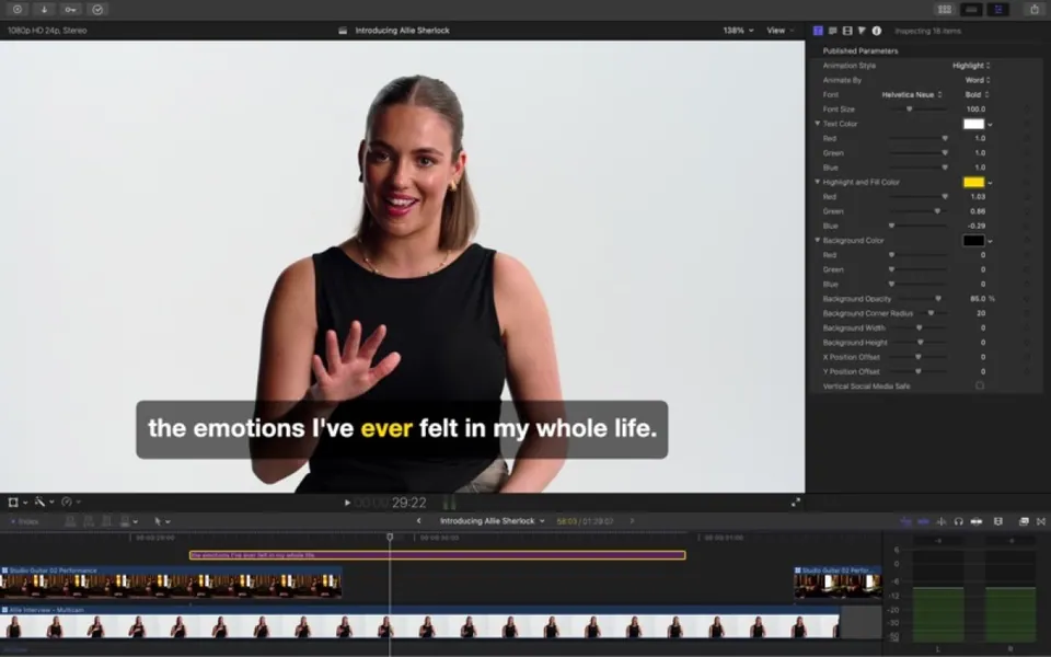 Timeline và công cụ chỉnh sửa của Final Cut Pro trên Mac