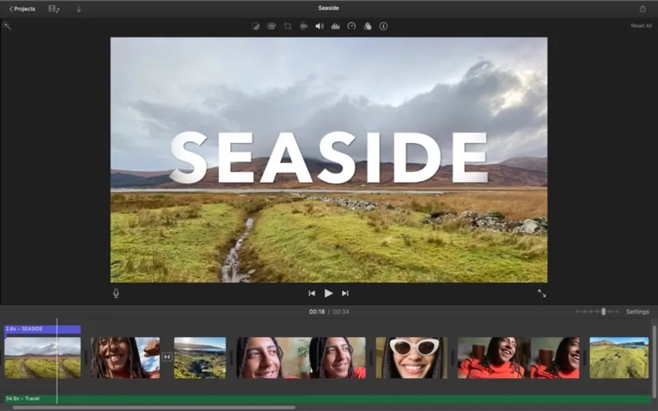 Giao diện dựng video iMovie trên Mac