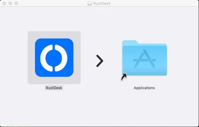 Cài RustDesk trên Mac: kéo app vào Applications. (Ảnh: tài liệu RustDesk)