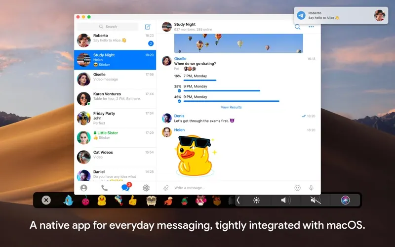 Giao diện app Telegram viết riêng cho macOS trên Mac App Store