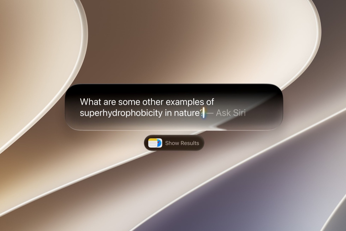 Giao diện Siri Search or Ask trong Spotlight trên macOS 27 Golden Gate
