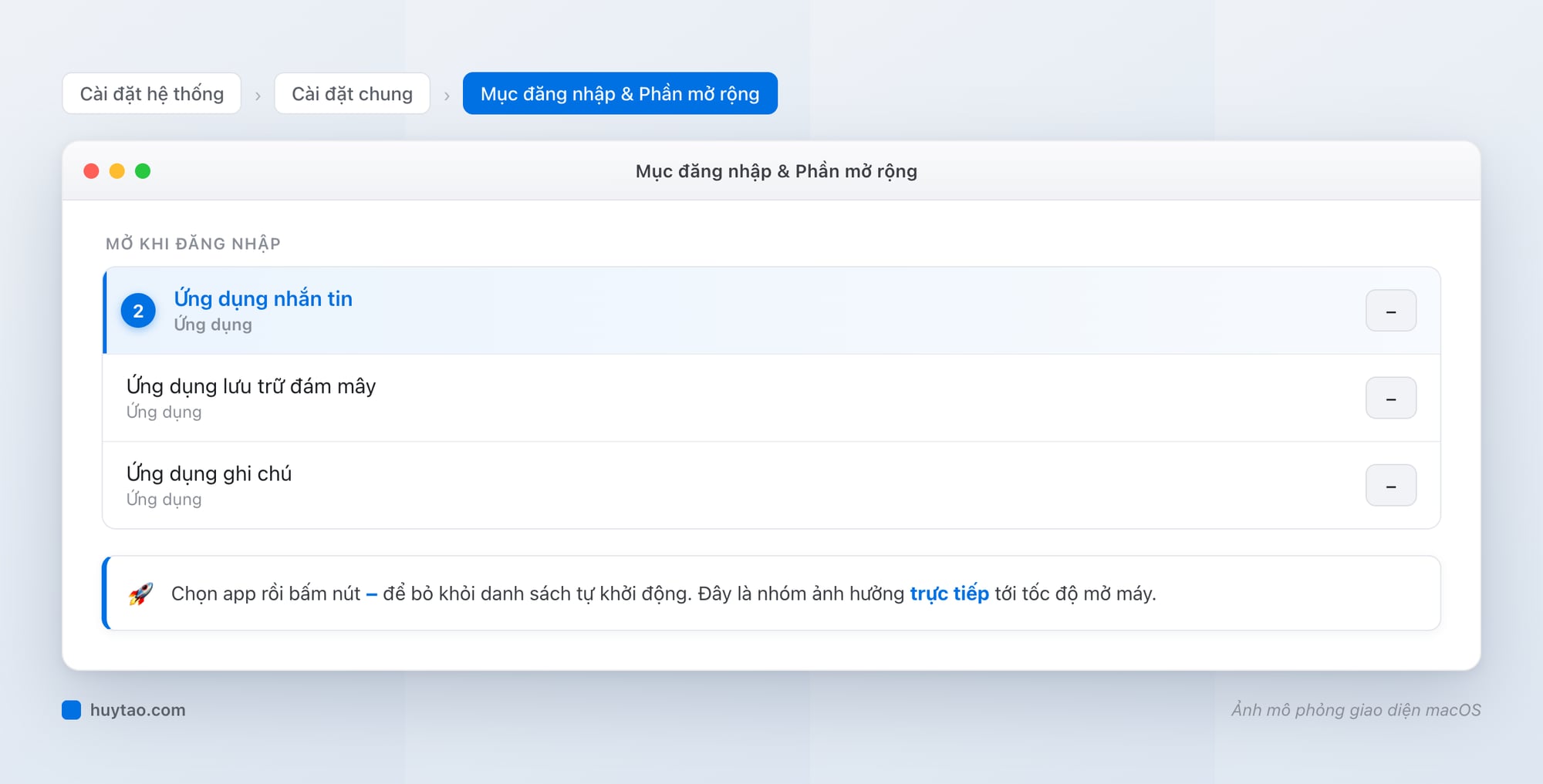 Cách tắt app khởi động cùng máy trên Mac (Login Items) — hướng dẫn chi tiết