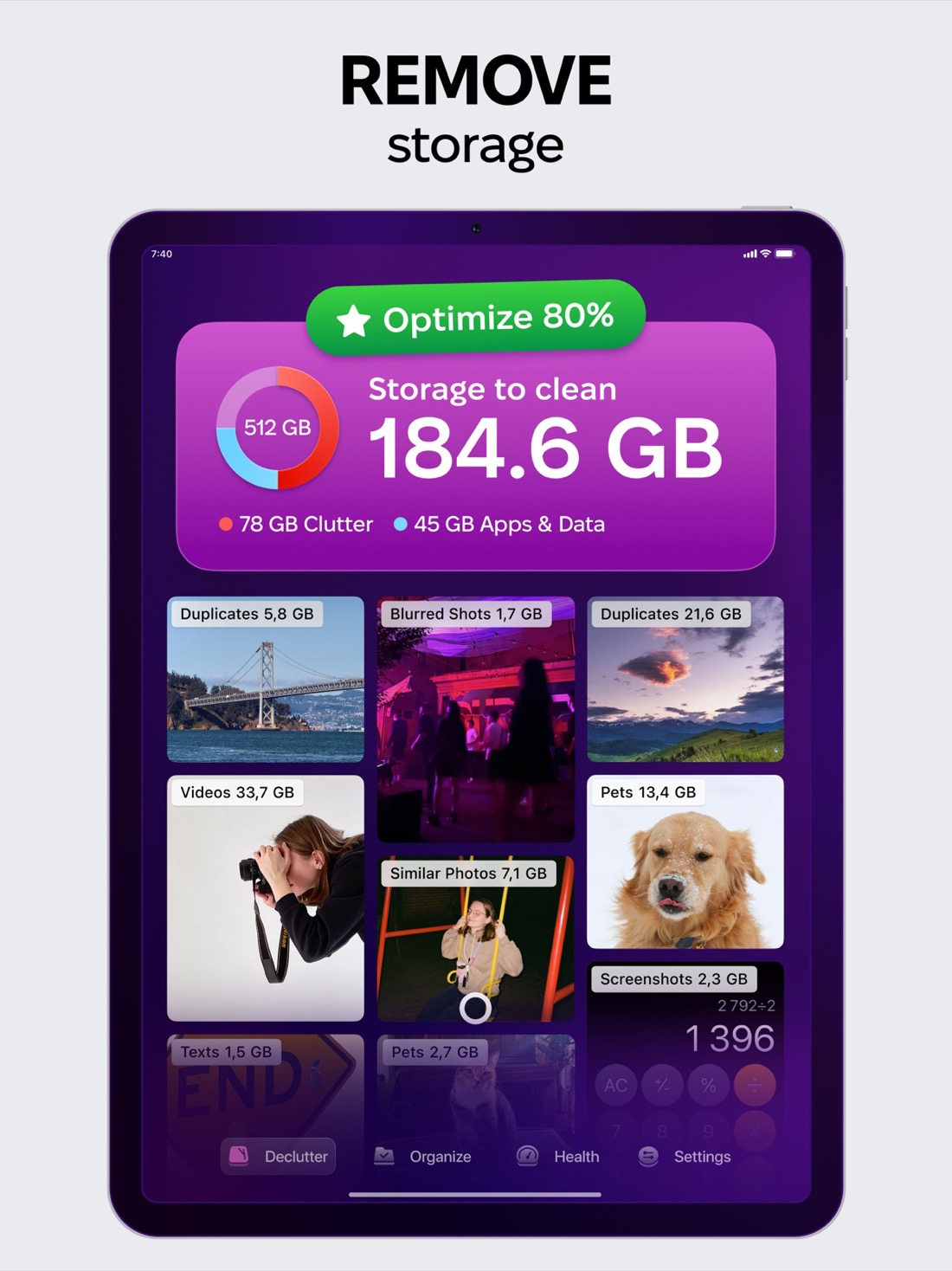 Giao diện CleanMyMac trên Mac/iPad