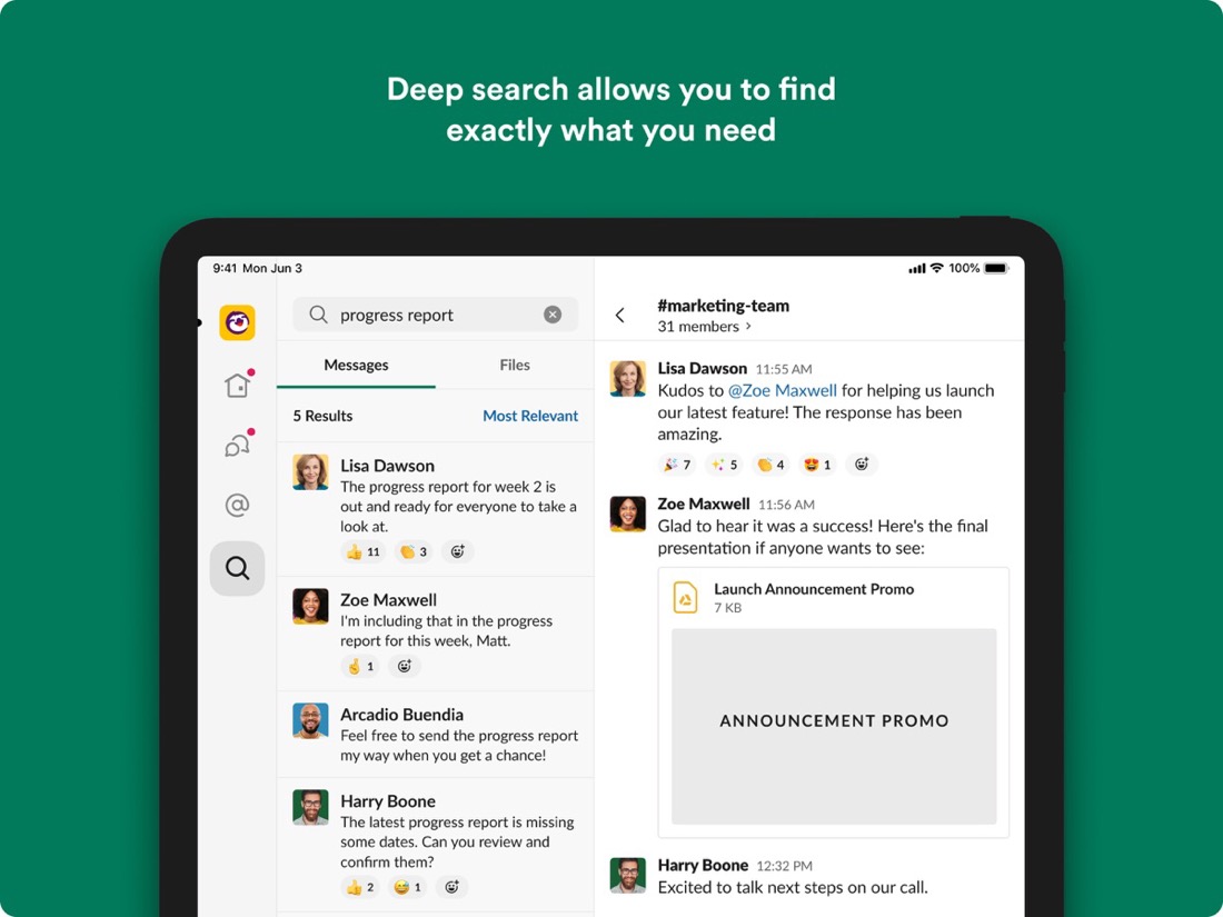 Giao diện Slack trên Mac/iPad